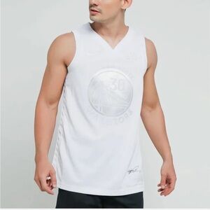 Golden State Warrior Steph Curry White On White Jersey